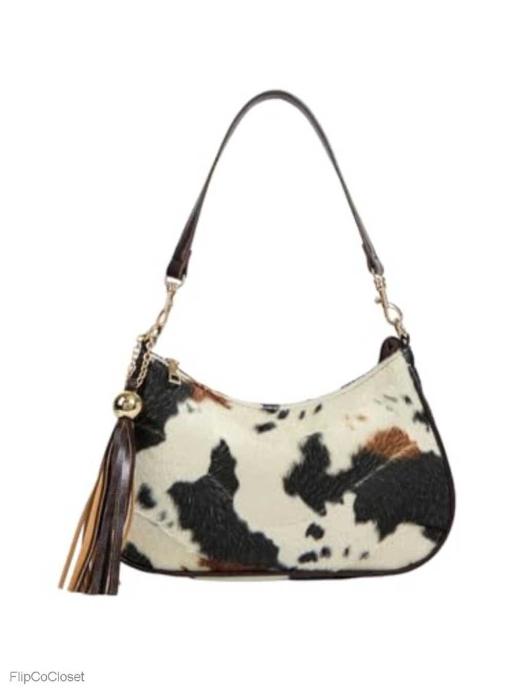 Faux Fur Cow Print Shoulder Bag Hobo Purse Y2k